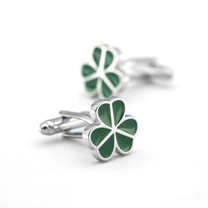 Arrival Clover Cuff Links Green Leaf Brass Men's Novelty Cufflinks