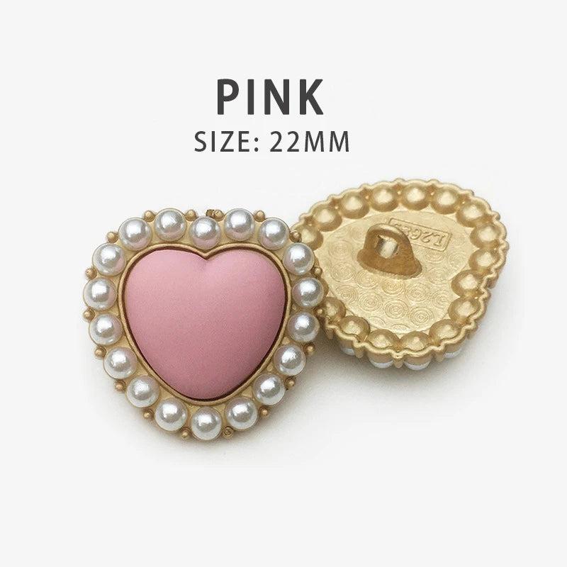 10pcs Heart Metal Shank Buttons for Needlework Sewing Handcraft