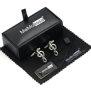Music Note High Silver Cufflinks Classic French Shirt Cuff Links