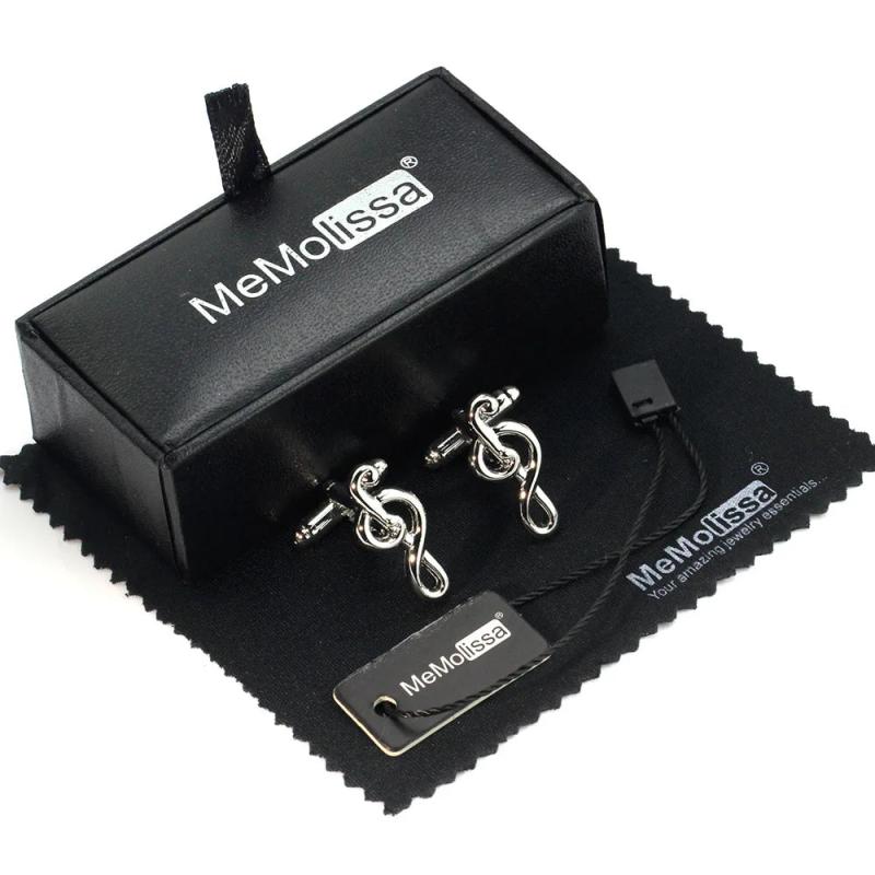 Music Note High Silver Cufflinks Classic French Shirt Cuff Links
