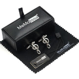 Music Note High Silver Cufflinks Classic French Shirt Cuff Links