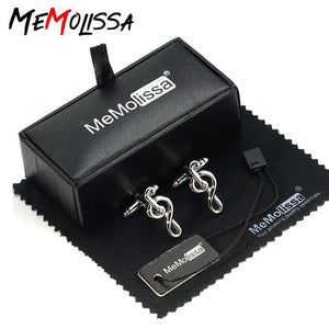 Music Note High Silver Cufflinks Classic French Shirt Cuff Links