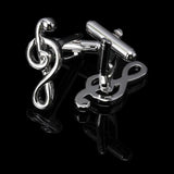 Music Note High Silver Cufflinks Classic French Shirt Cuff Links