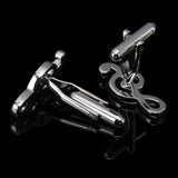 Music Note High Silver Cufflinks Classic French Shirt Cuff Links