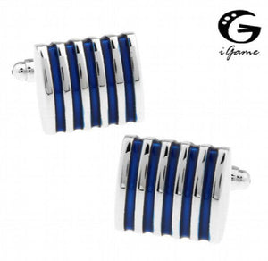 iGame 1 Pair Men's Cuff Links 4 Colors Red Pink Brass Stripes Business