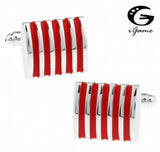 iGame 1 Pair Men's Cuff Links 4 Colors Red Pink Brass Stripes Business