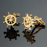 Golden Rudder Cufflinks Men's French Shirt Cufflink