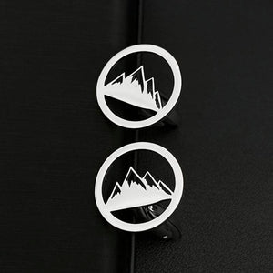 Mountain Men Cuff Links Shirt Sleeves Buckle Clasp Clips Stainless Steel