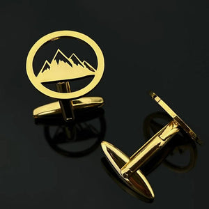 Mountain Men Cuff Links Shirt Sleeves Buckle Clasp Clips Stainless Steel