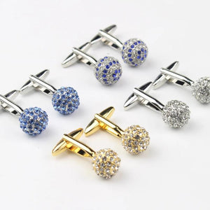Gem Brass Cufflinks Imitated Crystal Golden Cuff Buttons Jewelry