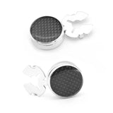 2 Pcs Round Carbon Fiber Cufflinks for Men