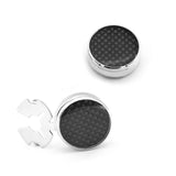 2 Pcs Round Carbon Fiber Cufflinks for Men
