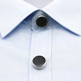 2 Pcs Round Carbon Fiber Cufflinks for Men