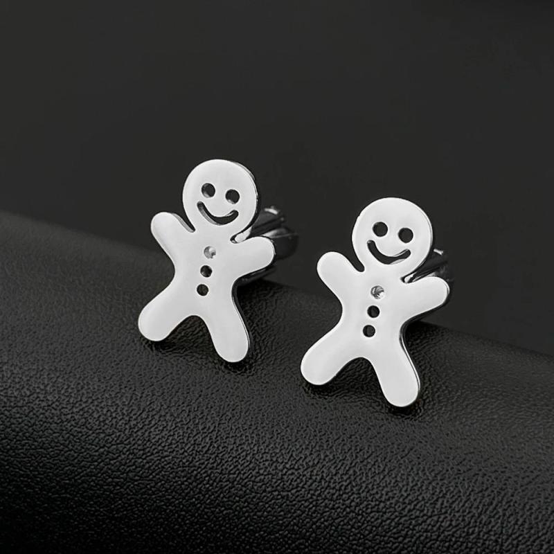Gingerbread Man Cufflinks Xmas Holiday Twins Accessory Stainless Steel