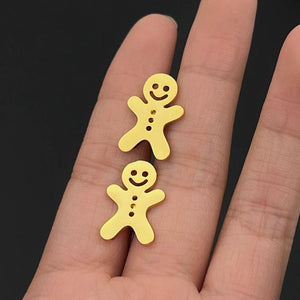 Gingerbread Man Cufflinks Xmas Holiday Twins Accessory Stainless Steel