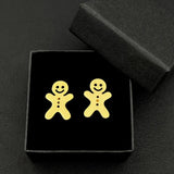 Gingerbread Man Cufflinks Xmas Holiday Twins Accessory Stainless Steel
