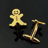 Gingerbread Man Cufflinks Xmas Holiday Twins Accessory Stainless Steel