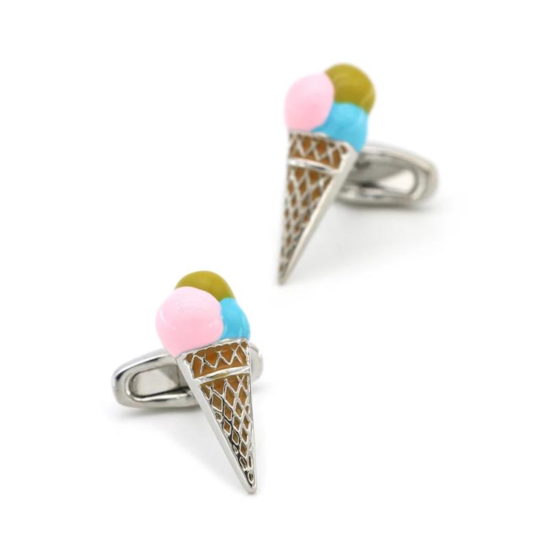 Men's Ice Cream Cufflinks Novelty Food Muti-color Brass Cuff Links