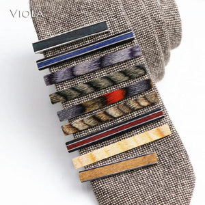 Elegant Wooden Metal Tie Clips Men Accessories Business Banquet Gift