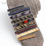 Elegant Wooden Metal Tie Clips Men Accessories Business Banquet Gift