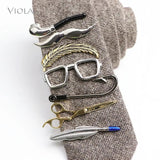 Copper Stainless Clips Feather Beard Metal Clamp Necktie Clasp Tie Bar Holder