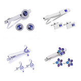Men's Geometric Tie Clips and Cufflinks Set