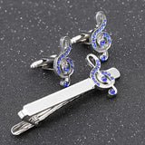 Men's Geometric Tie Clips and Cufflinks Set