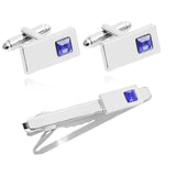 Men's Geometric Tie Clips and Cufflinks Set