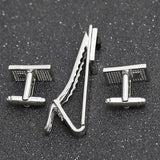 Men's Geometric Tie Clips and Cufflinks Set