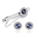 Men's Geometric Tie Clips and Cufflinks Set