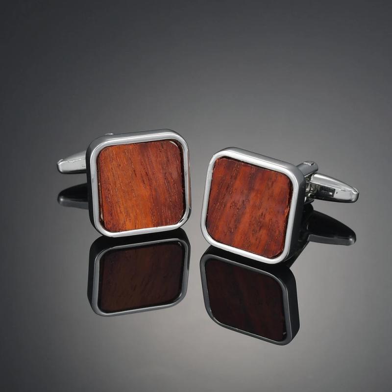 Wooden Copper Men's Cufflinks Gift for Wedding Party