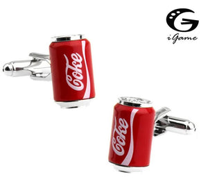 iGame Coke Cans Cuff Links Red Cola Brass Material