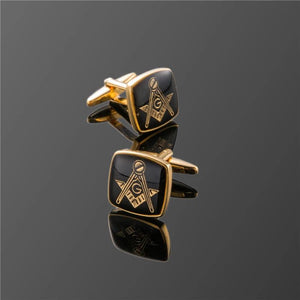 XK391 Masonic Logo Cufflinks Golden for Men's Shirts