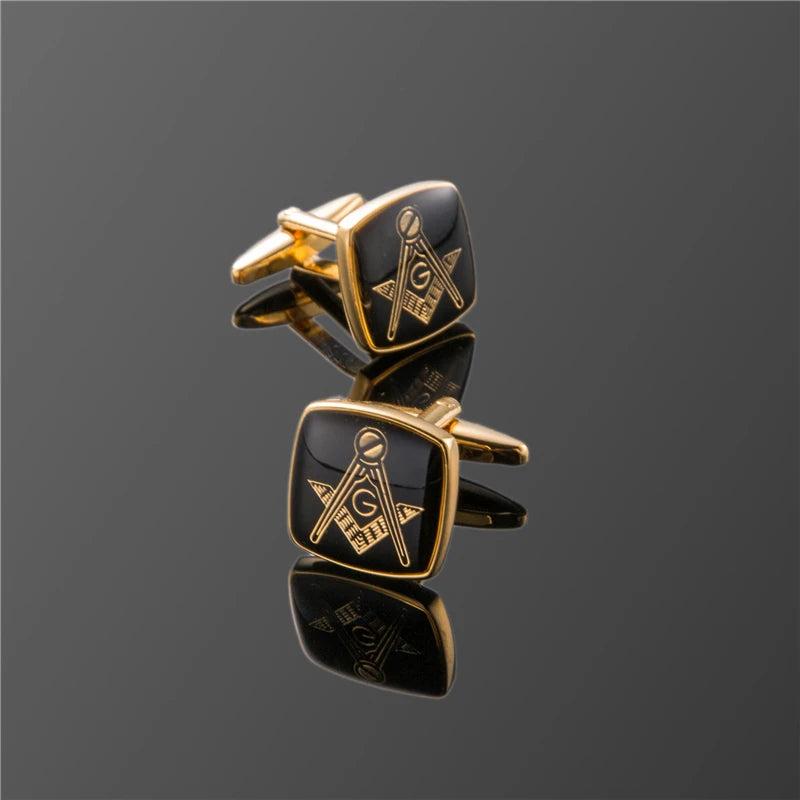 XK391 Masonic Logo Cufflinks Golden for Men's Shirts