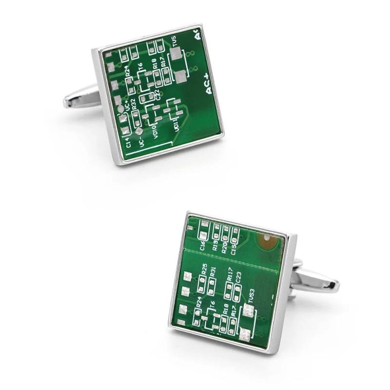 iGame Arrival Cuff Links Green Circuit Board Brass Material Men's Cufflinks