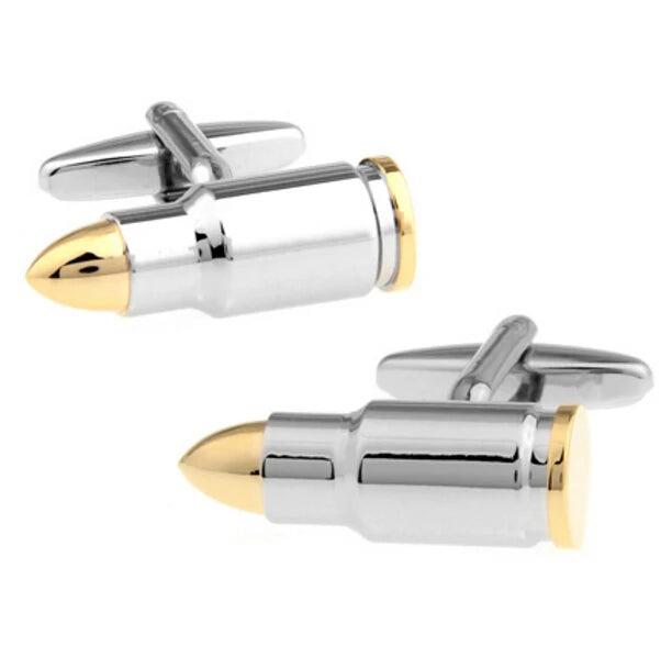 Copper Men's Cufflinks Silver Bullet Enamel Cuff Links
