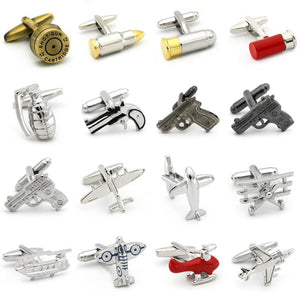 Copper Men's Cufflinks Silver Bullet Enamel Cuff Links