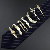 Men's Neck Tie Pin Clips, Golden Unique Style Wedding Necktie Wear