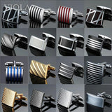 Stainless Copper Striped Cufflinks Square Designs Men's Formal Accessory Gift