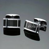 Stainless Copper Striped Cufflinks Square Designs Men's Formal Accessory Gift