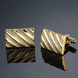 Stainless Copper Striped Cufflinks Square Designs Men's Formal Accessory Gift