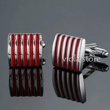 Stainless Copper Striped Cufflinks Square Designs Men's Formal Accessory Gift