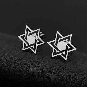 Magen David Star Jewish Cufflinks Stainless Steel