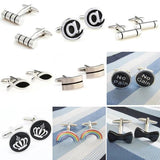 Enamel Cufflink Cuff Link 1 Pair Big Promotion Cylinder Fish Pain Gain Crown Bow