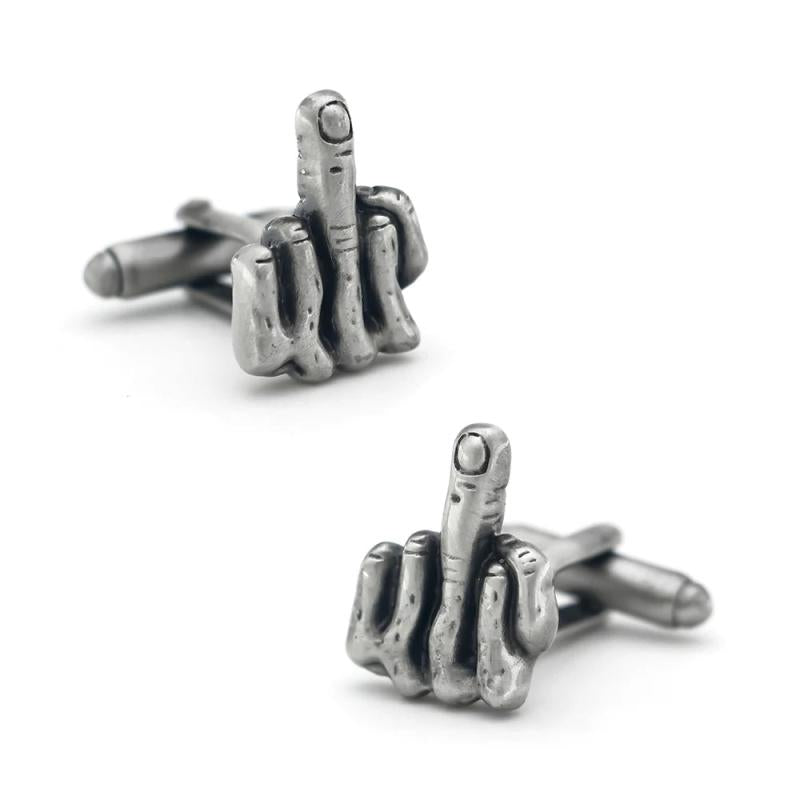 Men's Vintage Finger Gesture Cufflinks Funny Brass Cuff Links