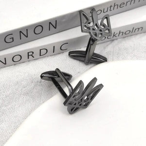 Tryzub Ukraine Symbol Cufflinks for Men Stainless steel Hollow