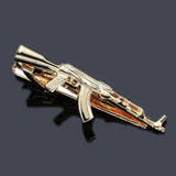 Golden AK47 Pistol Anchor Crystal Tie Clip