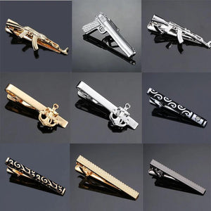 Golden AK47 Pistol Anchor Crystal Tie Clip