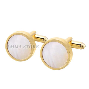 Classic Shell Pearl Cufflinks & Tie Clip Set for Men