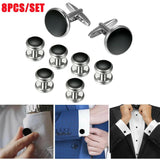 Tuxedo Cufflinks Wedding Suit Shirt Round Metal Cufflink Button Studs Set